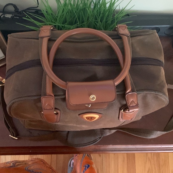 IT Luggage Brown Vintage Travel Bag with Leather/Suede Accents Vintage - Picture 3 of 14
